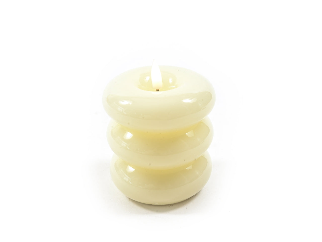 Candela ivory con luce led d.8xh.9,5cm