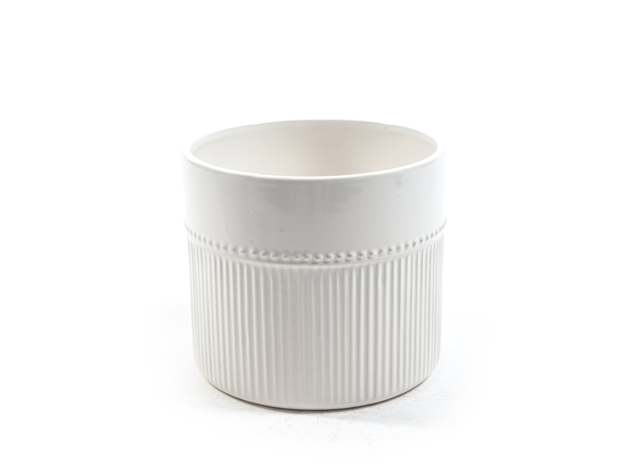 Vaso bianco in ceramica d.16xh.14cm