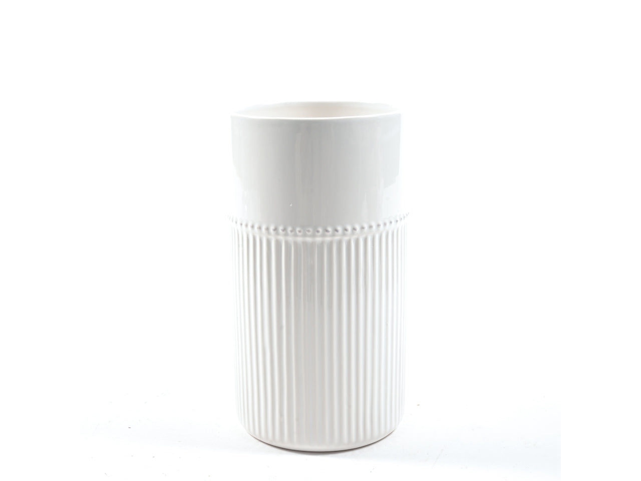 Vaso bianco in ceramica d.12,5xh.23cm
