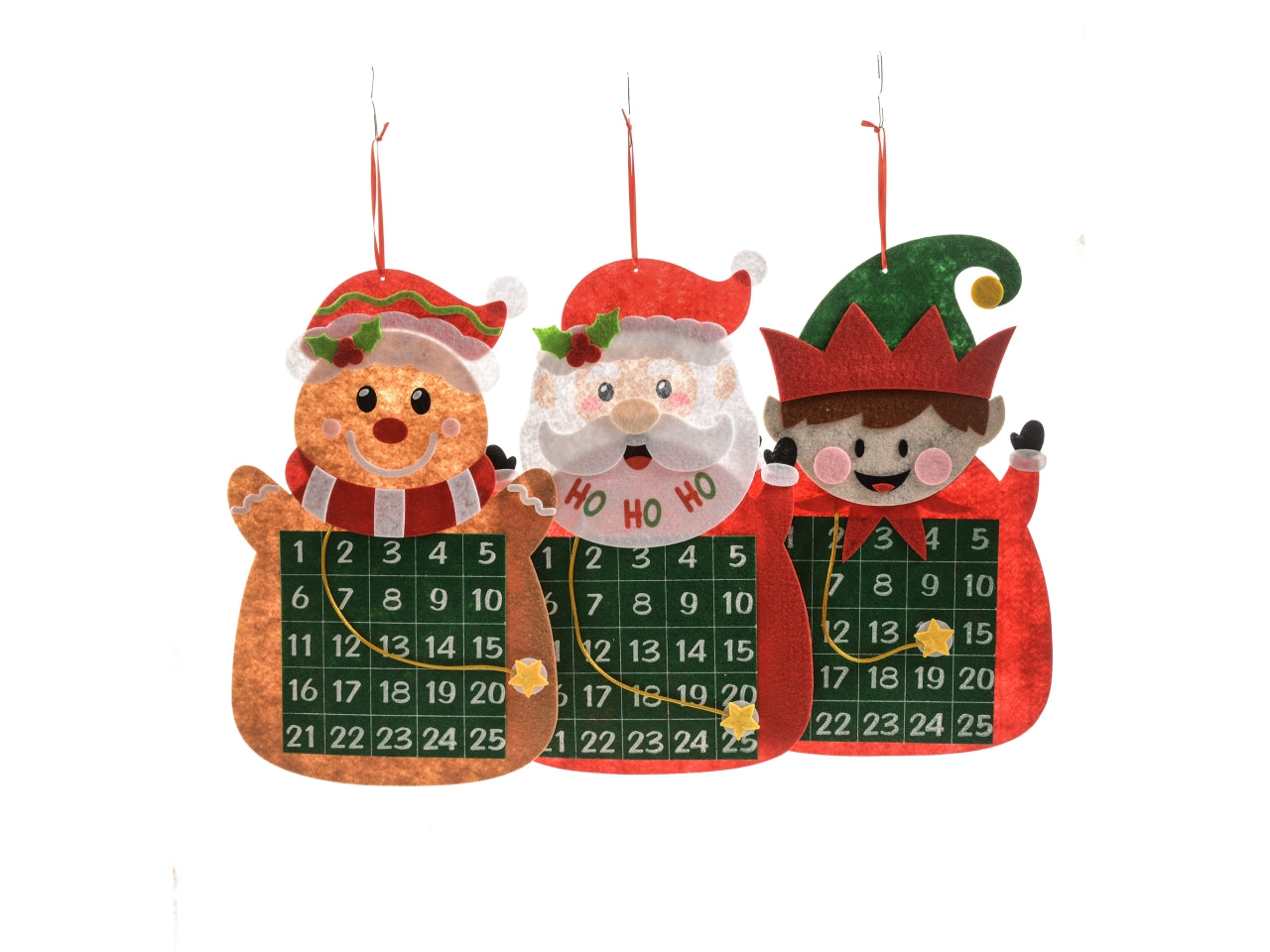 Calendario dell'avvento in panno lenci 36x23cm assortito