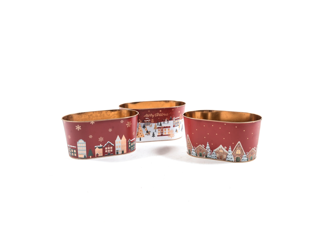 Vaso in latta ovale 22,5x13,5x11cm assortito
