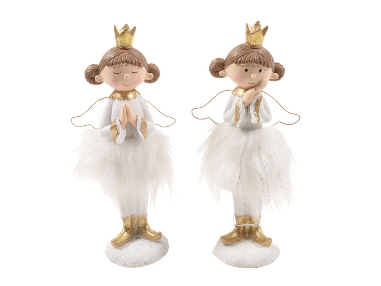 Fatina angioletto con ali dorate "white cloud" in resina 8,5x5,5xh.16cm ass