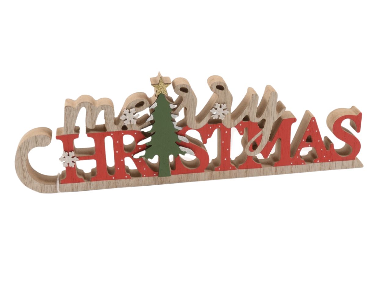 Scritta natalizia merry christmas in legno 36x2xh.11,5cm