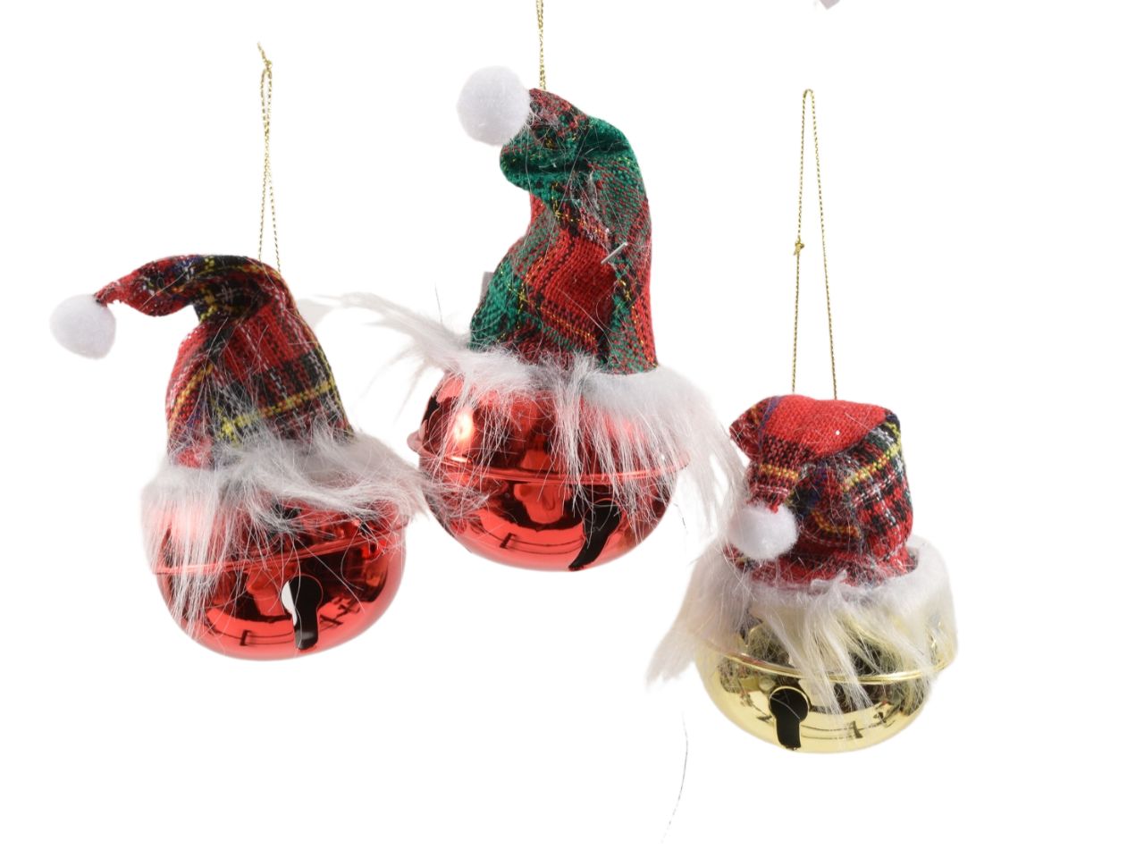 Campanella "santa" con tartan diam.8cm assortita