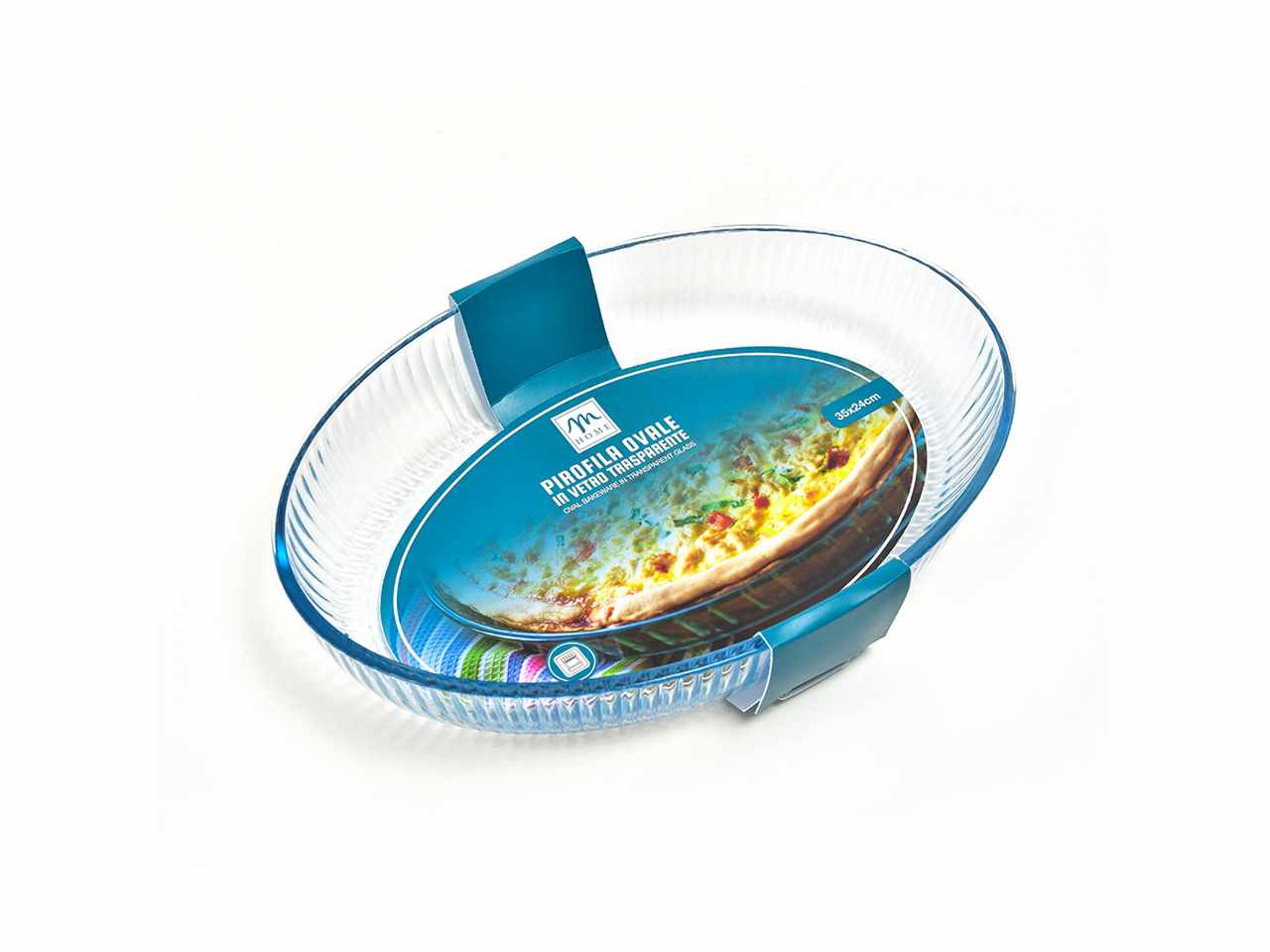 Pirofila ovale in vetro trasparente 35x24xh.6cm