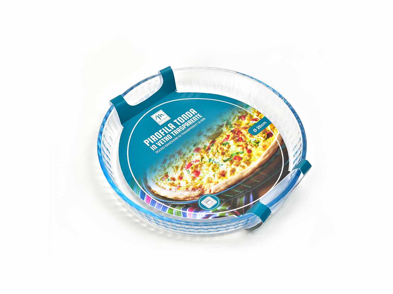 Pirofila tonda in vetro trasparente d.26xh.4,5cm