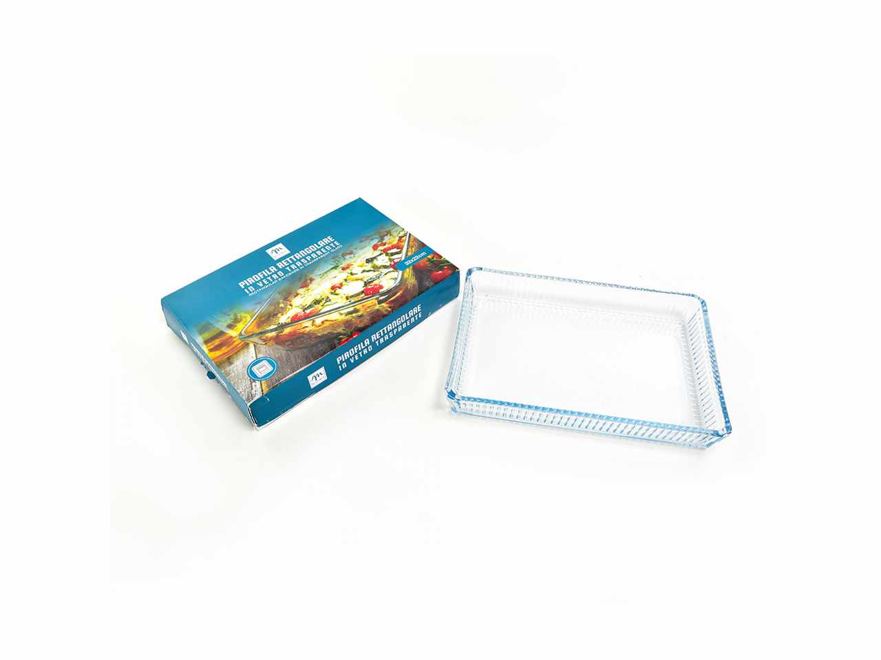 Pirofila rettangolare in vetro trasparente 32x22xh.4,2cm