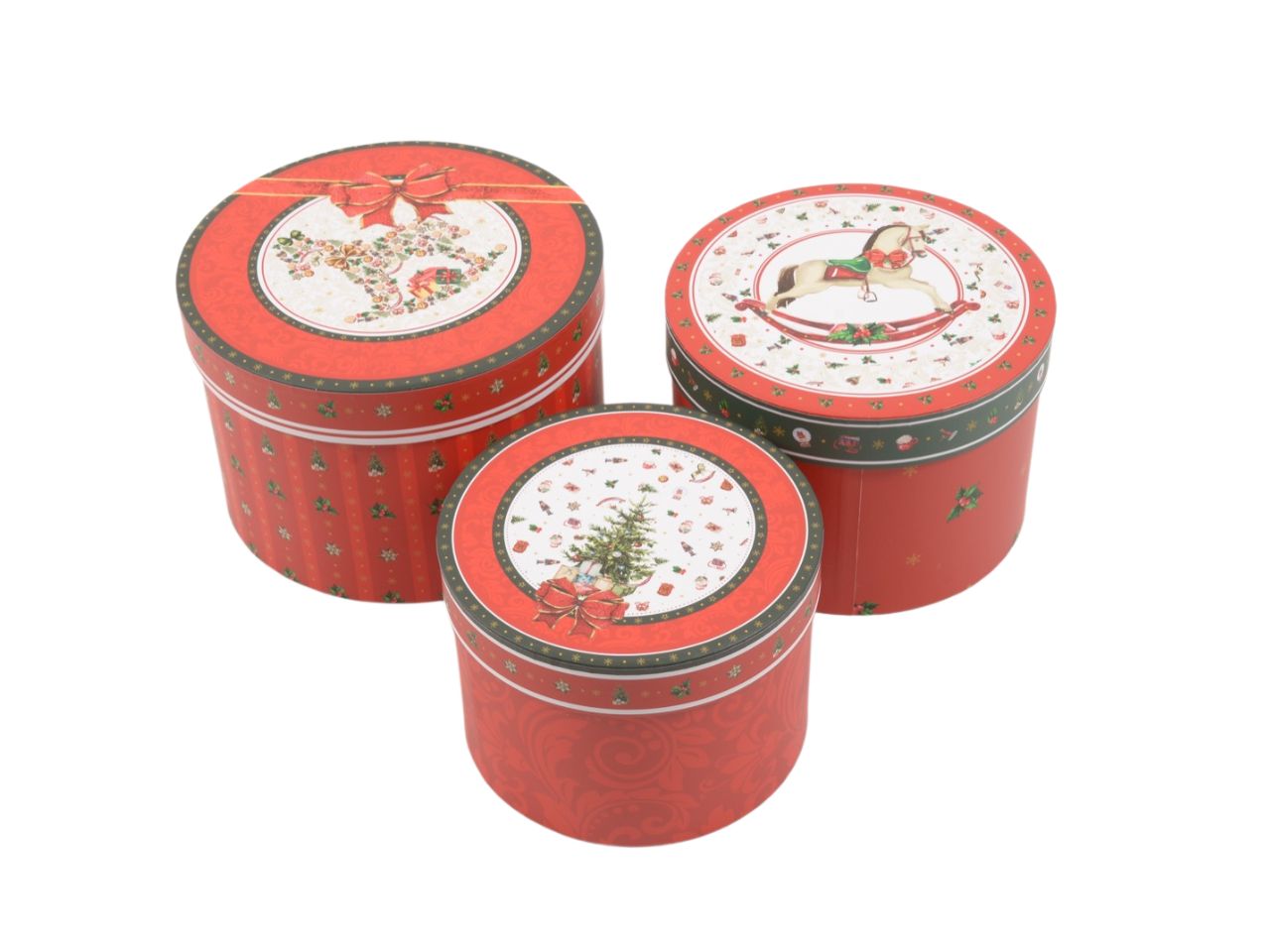 Scatole xmas 3 pezzi d19.5 17.5 15.5 57949