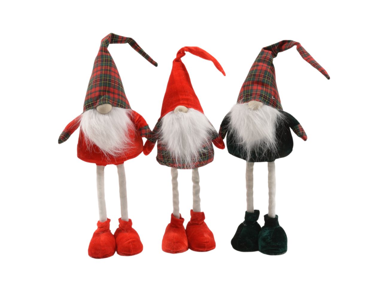 Babbo natale gambelunghe in tessuto h.80x24x14 cm assortito