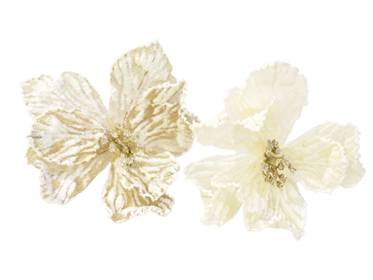 Fiore natalizio in juta con pinza diam. 22 cm assortito