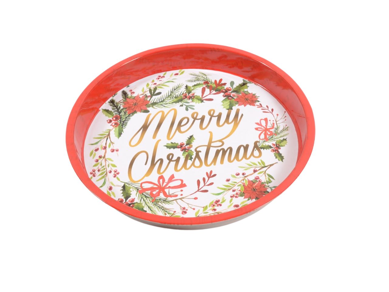 Vassoio in latta "merry christmas" diam.33x4cm