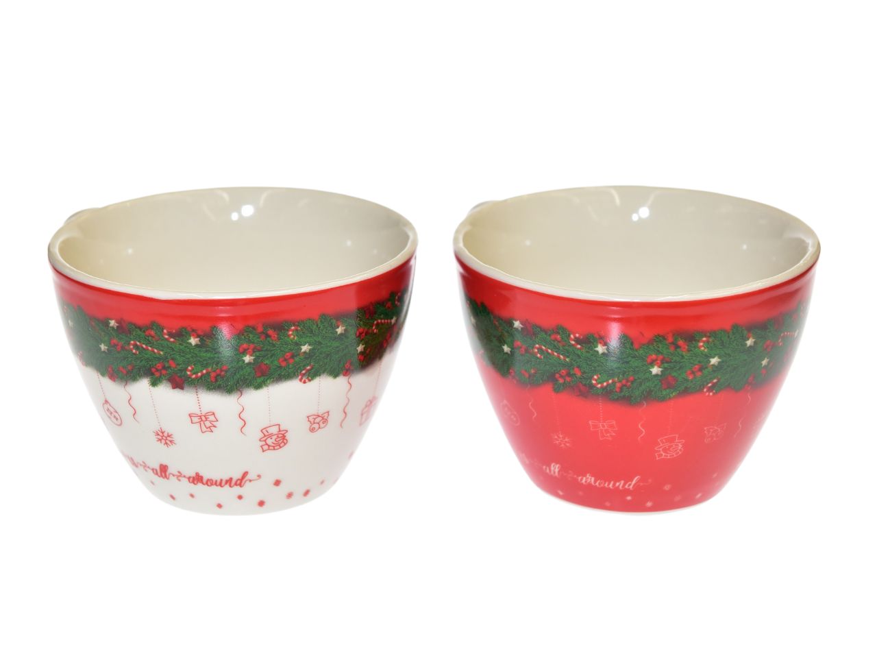 Tazzone in porcellana "merry christmas" 550ml. 14,3x11,2xh.8,5cm assortito