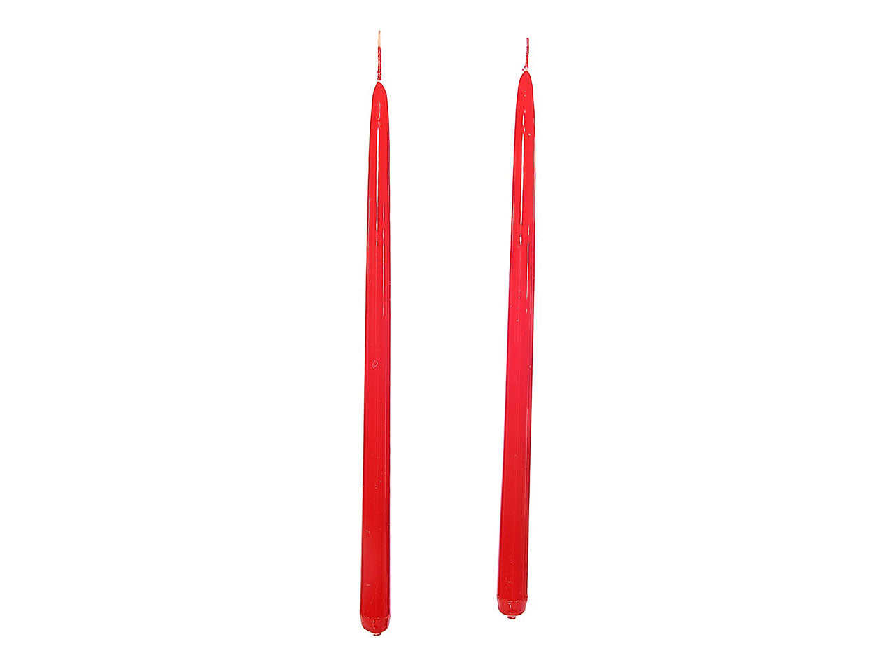 Coppia di candele a stelo lucide colore rosso 25cm