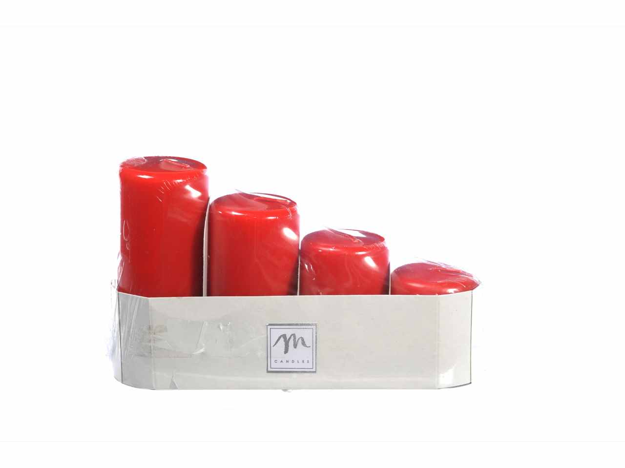 Candele pillar 4 pezzi avvento rosse altezza 9,5/8/6,5/5cm diametro 5cm