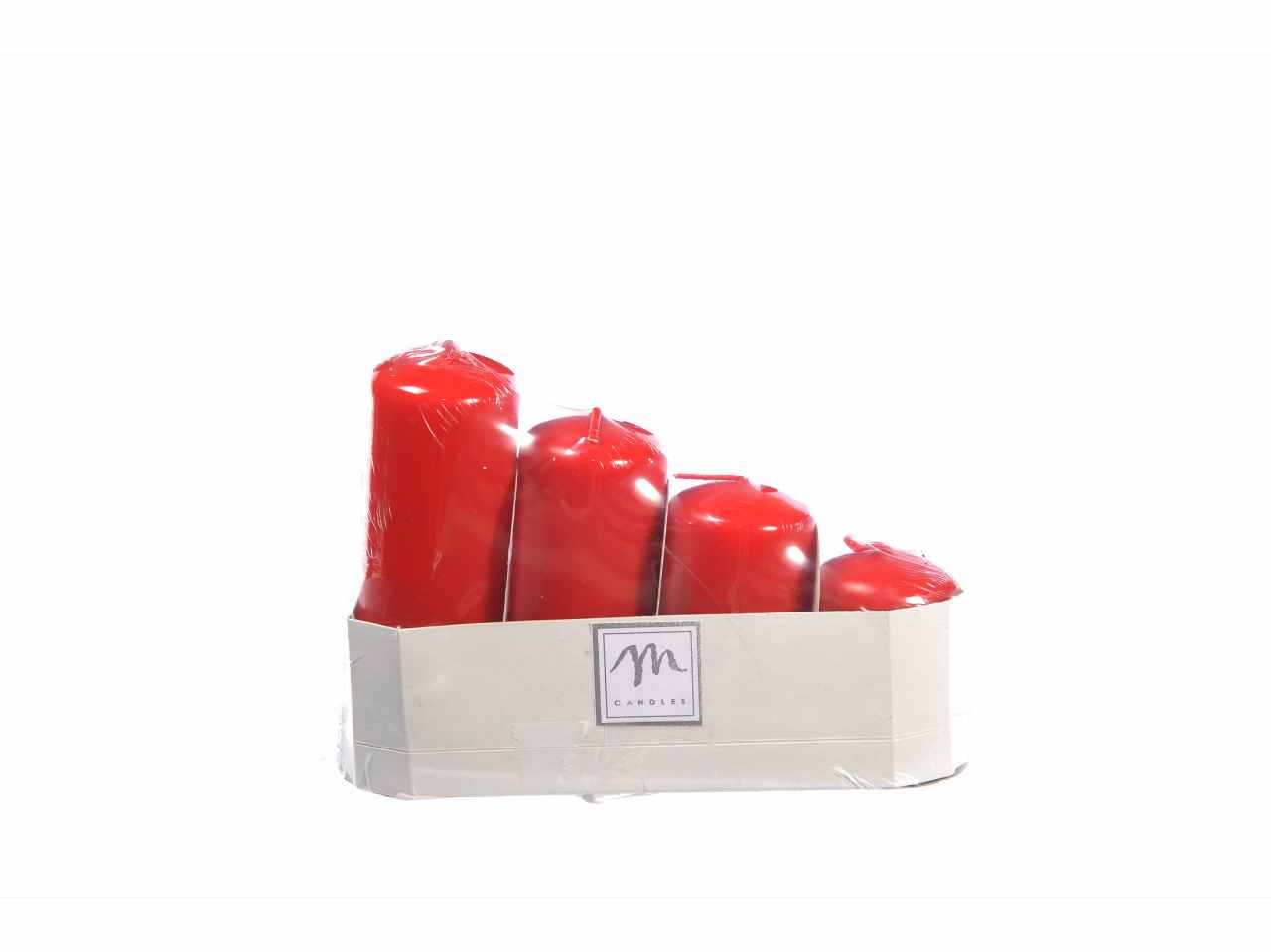 Candele pillar 4 pezzi avvento rosse altezza 8,5/7/5,5/4cm diametro 4cm