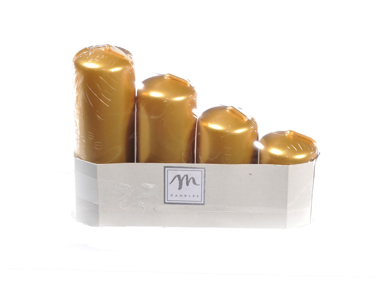 Candele pillar linea avvento in set da 4 colore oro h.8,5-7-5,5-4xd.4cm