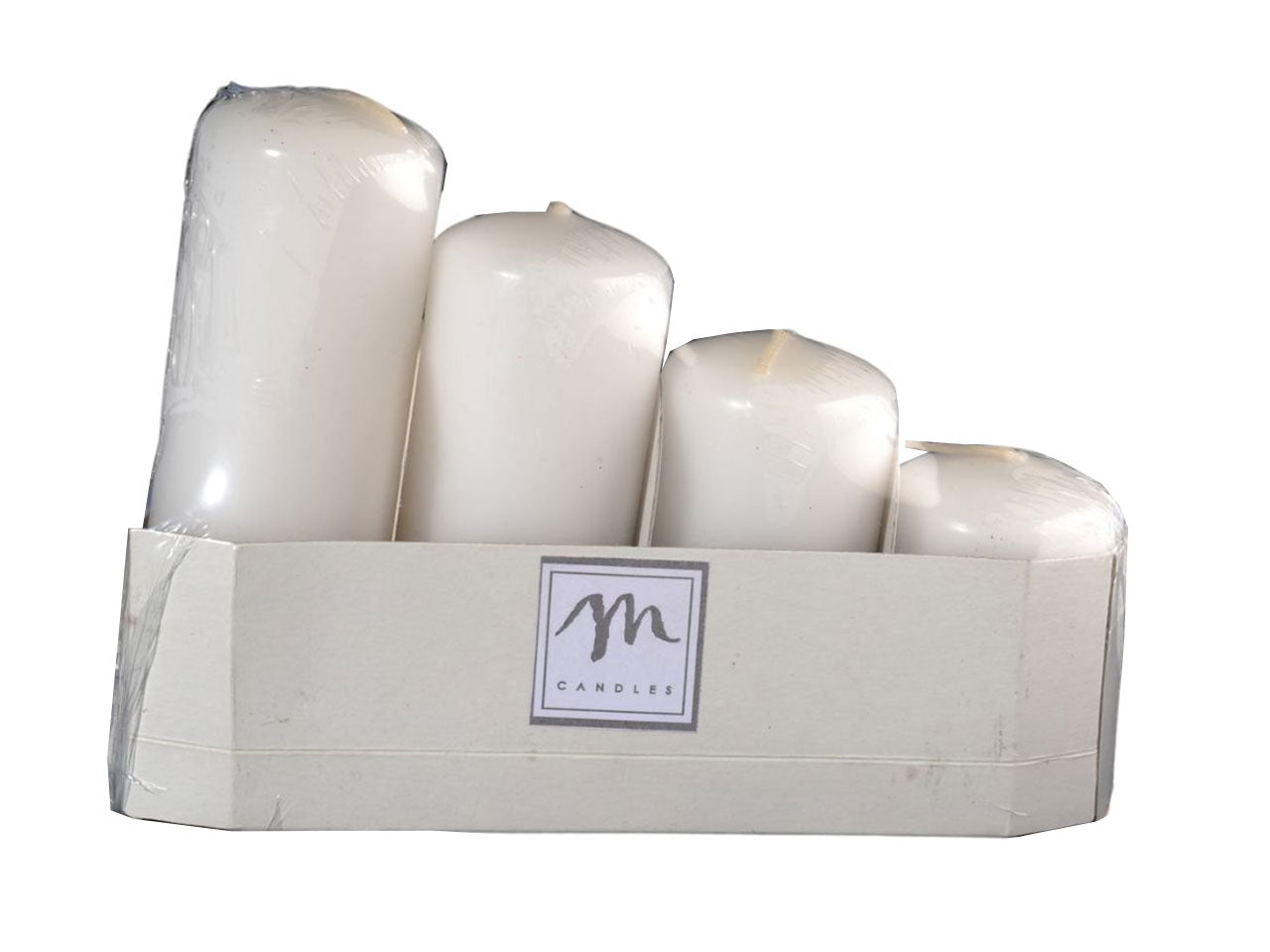 Candele pillar linea avvento in set da 4 colore bianco h.8,5-7-5,5-4xd.4cm