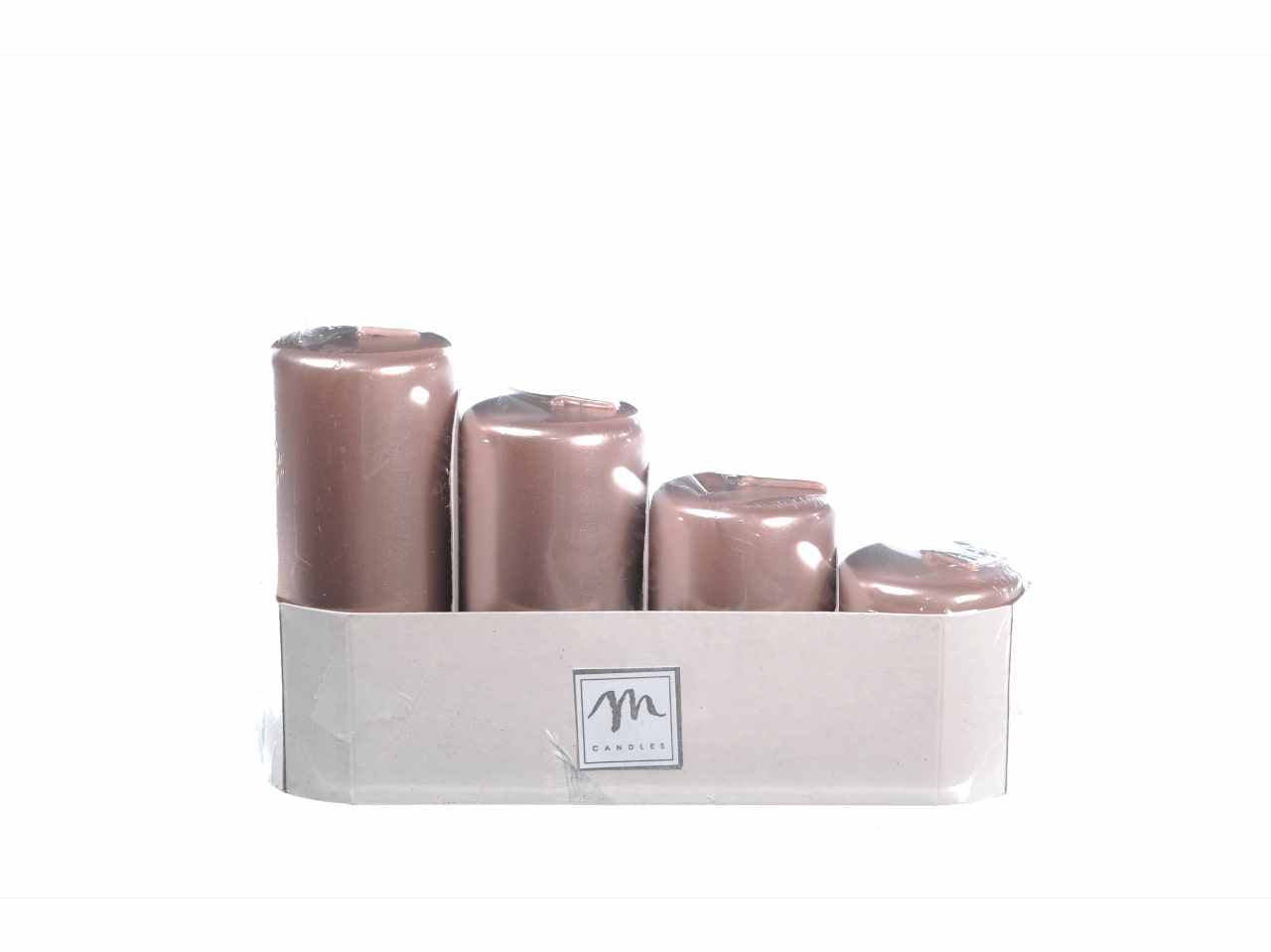 Candele pillar 4 pezzi avvento rose gold 9,5/8/6,5/5cm diametro 5cm