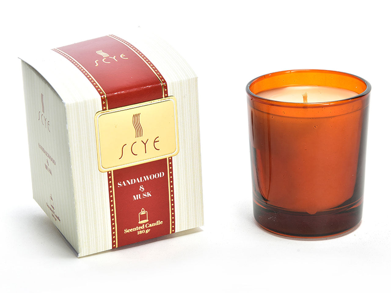 Candela in bicchiere 180gr misura d.7,2xh8,8cm fragranza sandalo wood e oud