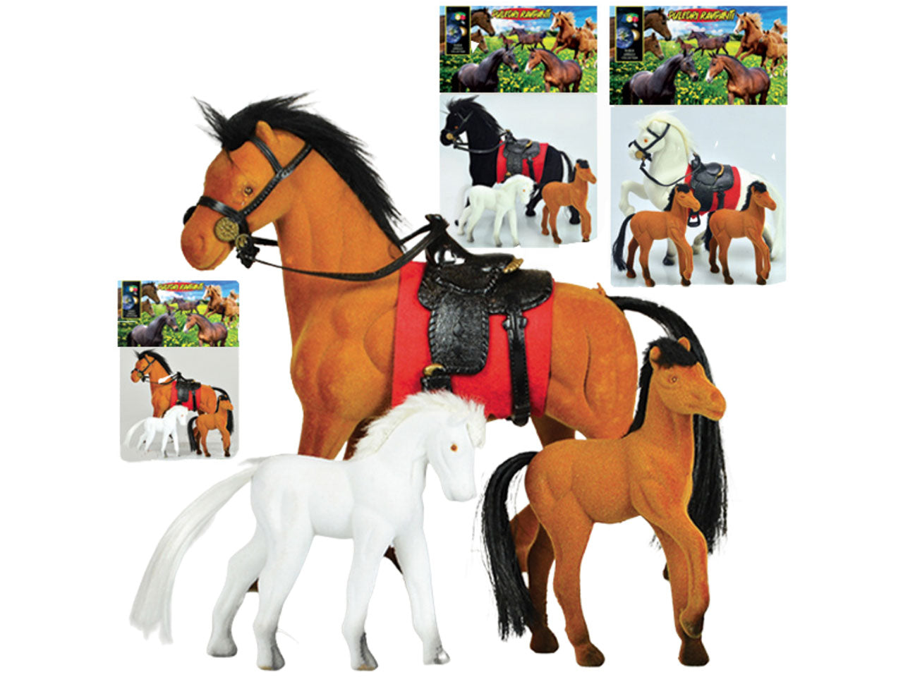 Animali famiglia cavalli floccati 50941
