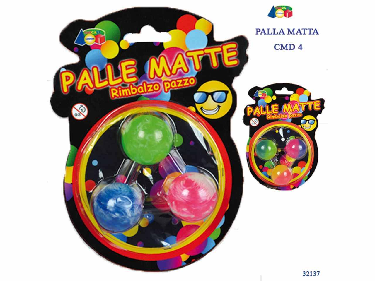 Palla matta 3 pezzi multicolore ass.32137
