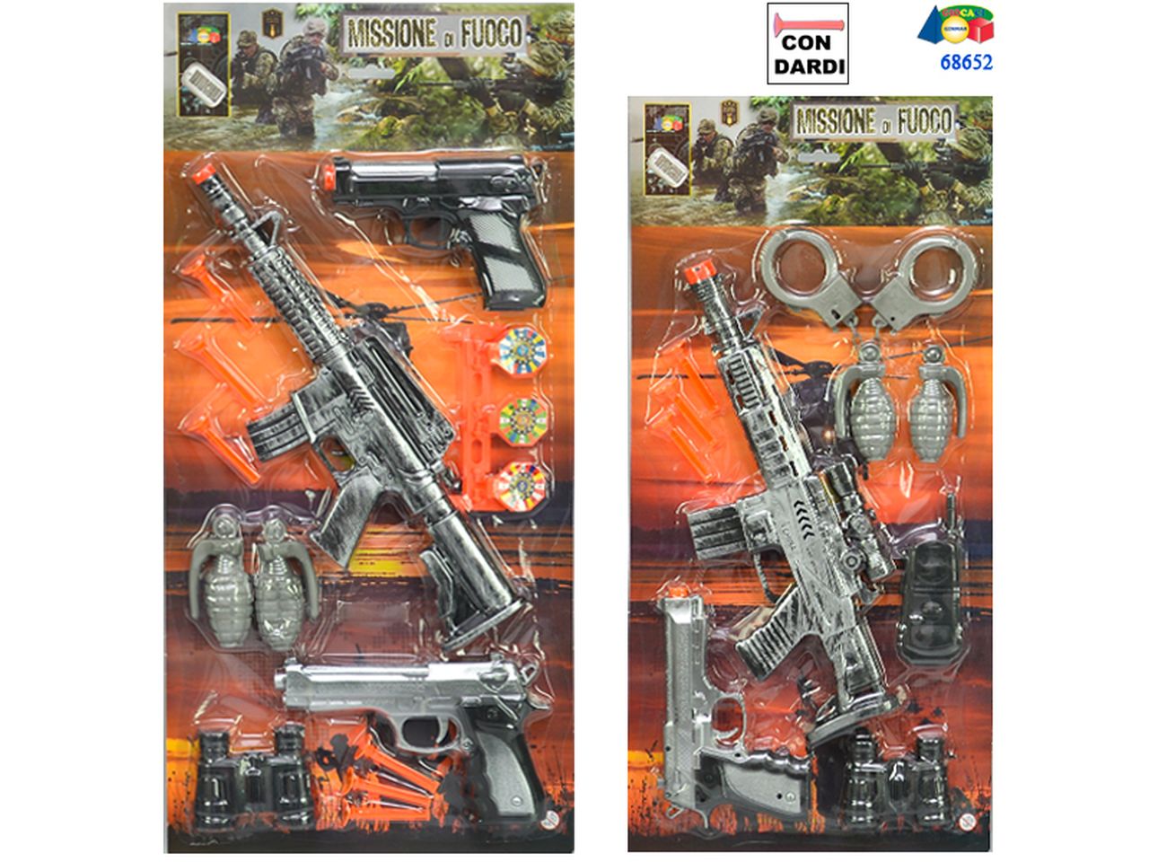 Set militare con mitra e pistola con dardi modelli assortiti