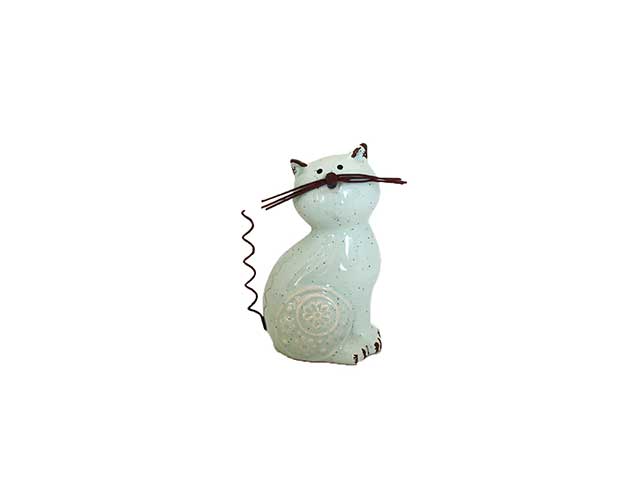 Gatto porcellana verde 7x6x13cm puk173