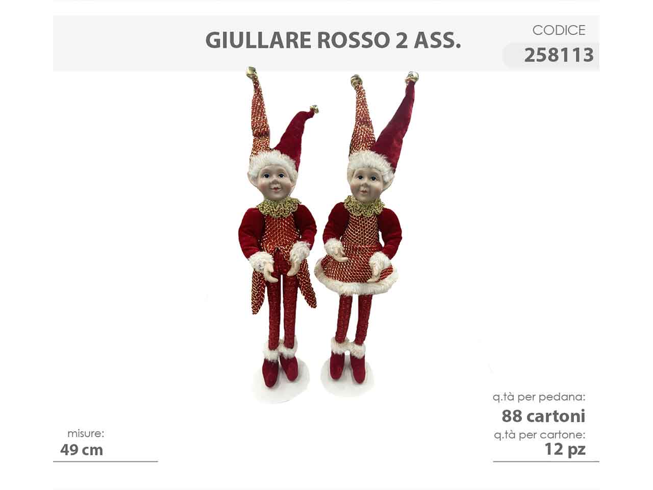 Giullare 49cm rosso 258113