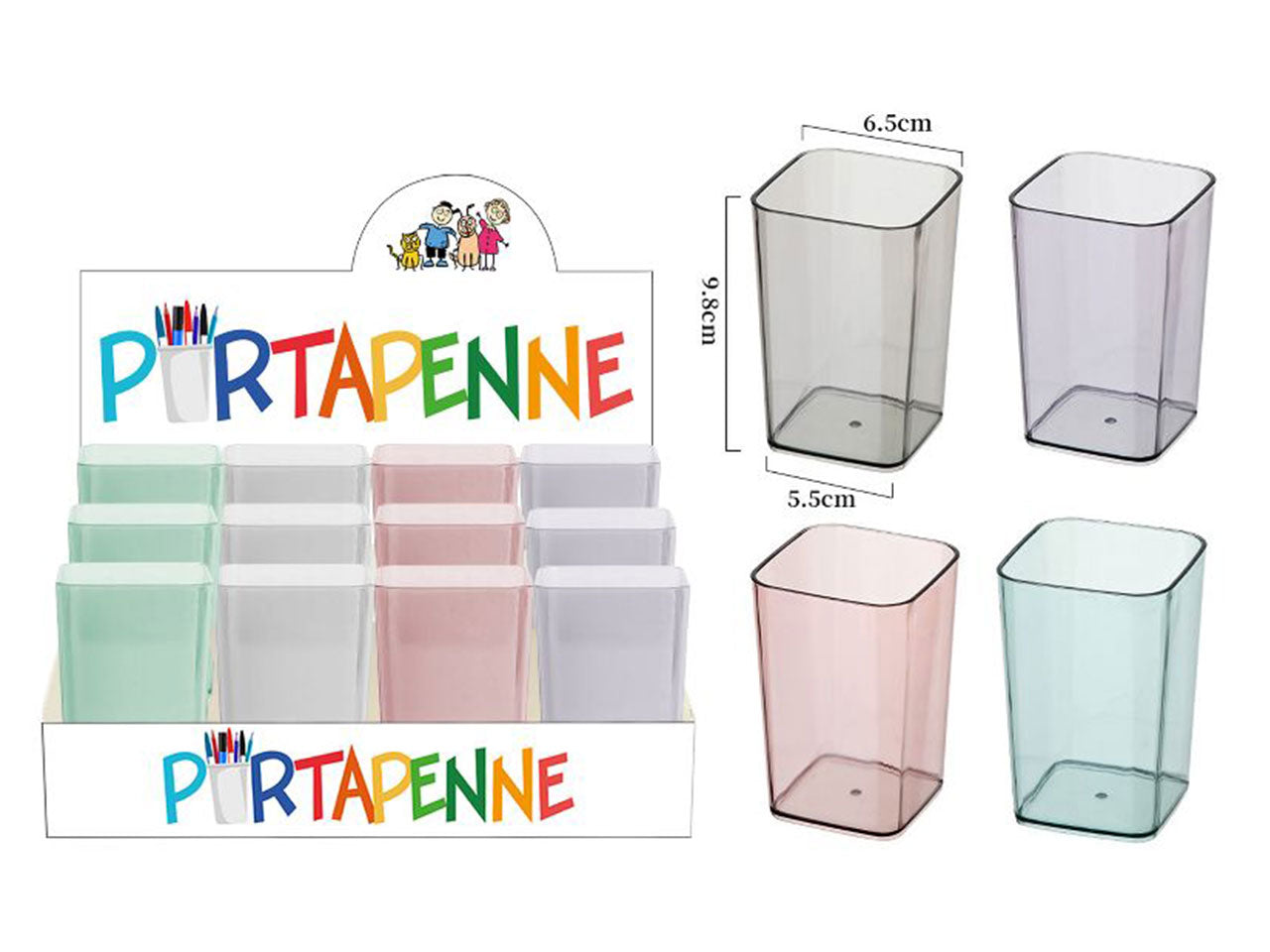 Portapenne in plastica colori assortiti 5x10 cm - Eol