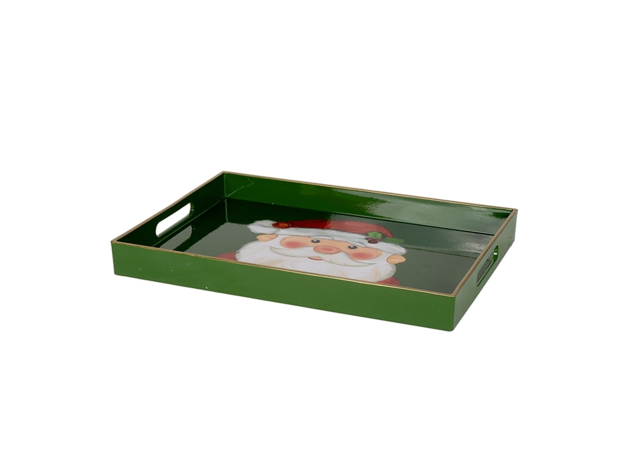 Vassoio 35x25x3,5cm con decoro babbo natale in pvc
