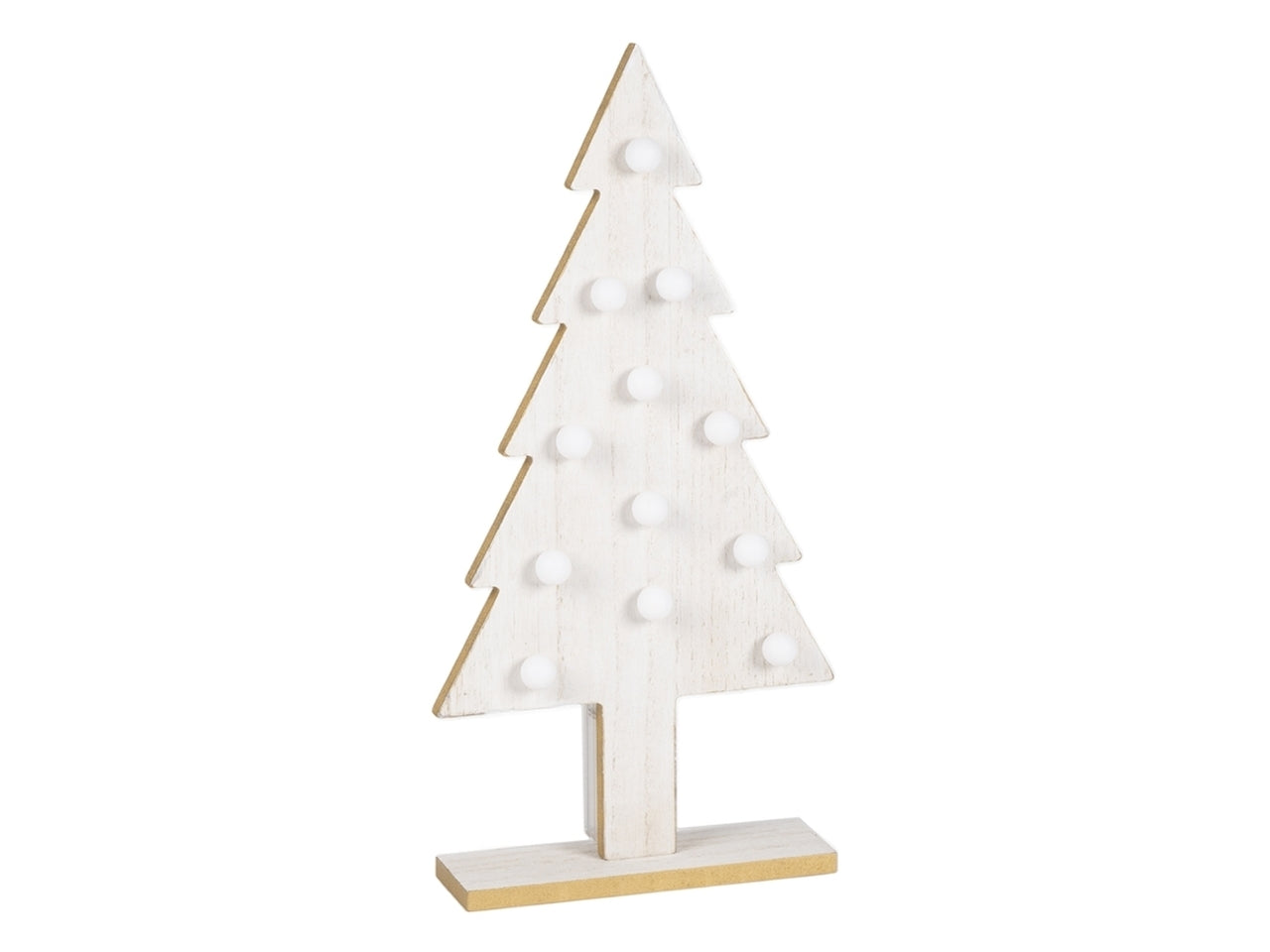 Alberello bianco c.led h.36cm legno