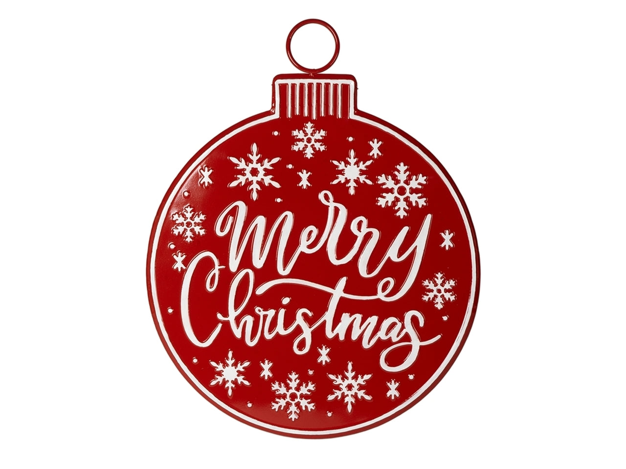 Decoro "merry christmas" 57x1x72cm in metallo rosso