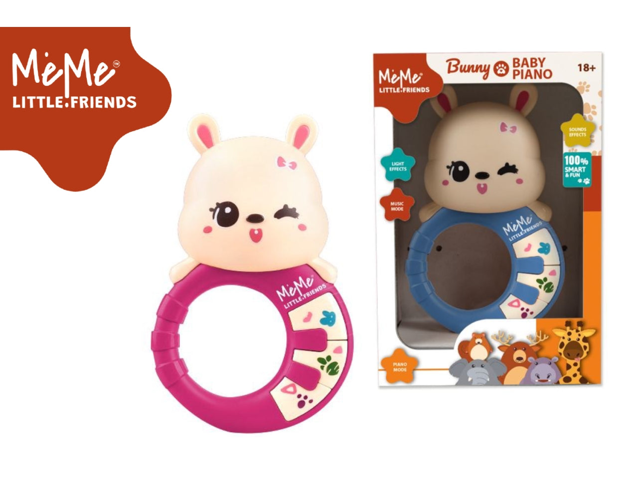 Meme little friends bunny baby piano sonaglio disponibile in 2 assortimenti