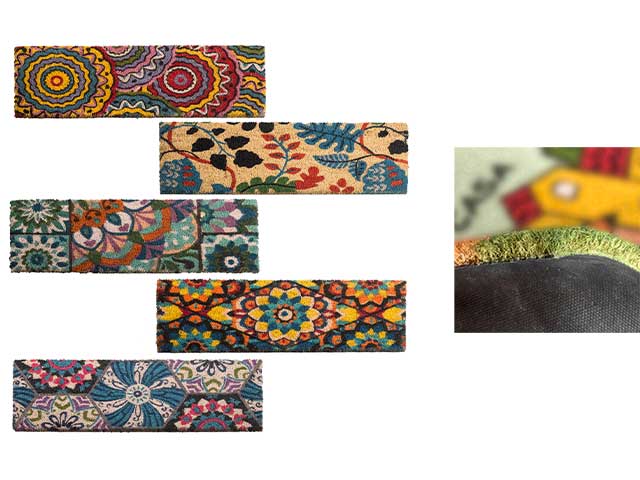 Zerbino in cocco scalino lungo boho misure 70x24cm 5 disegni assortiti