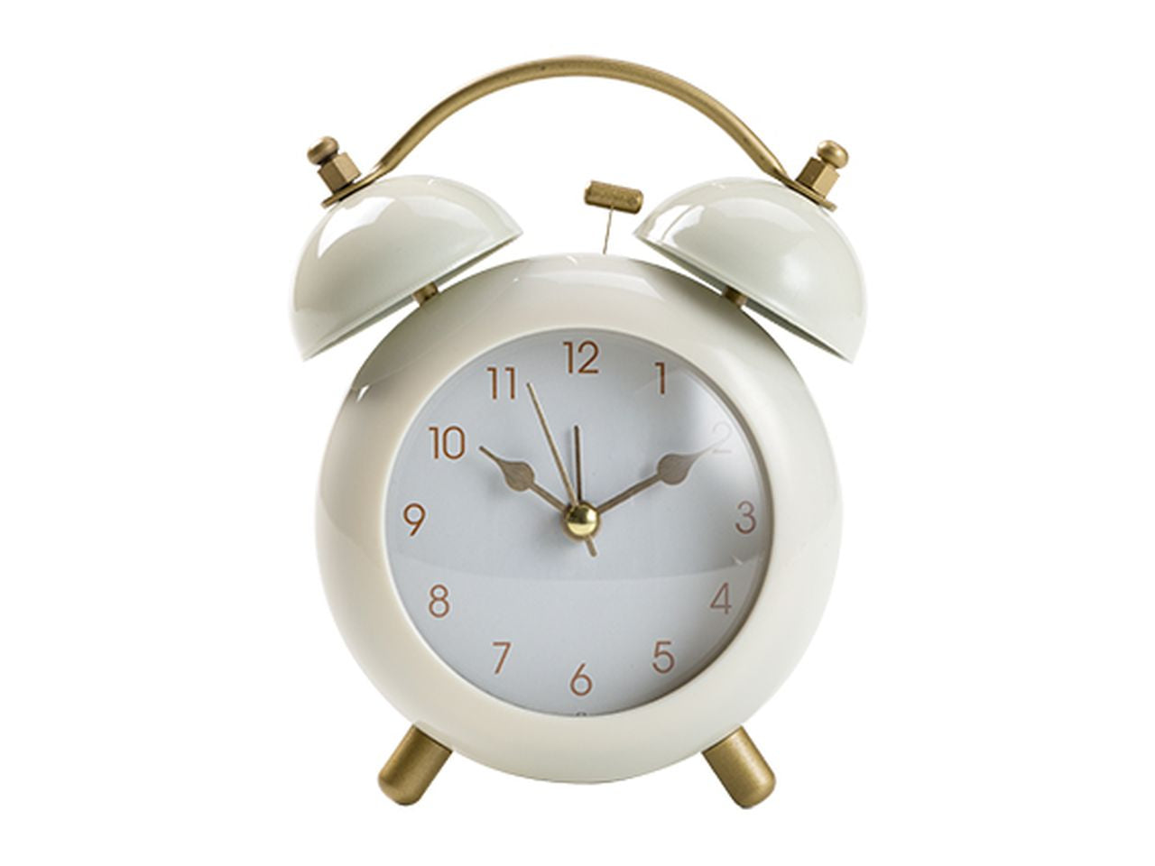 Glam sveglia tonda beige con 2 campane finiture dorate