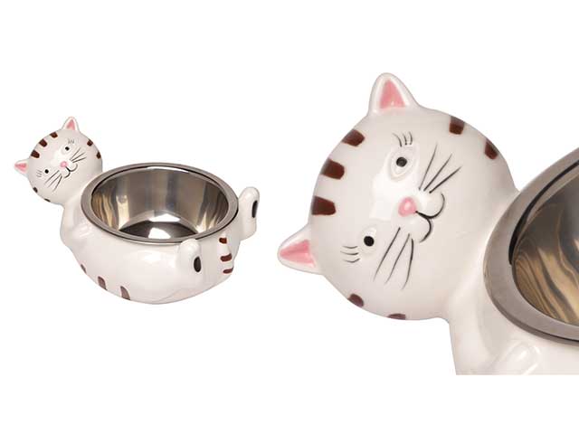 Ciotola gatto ceramica/metallo crw277