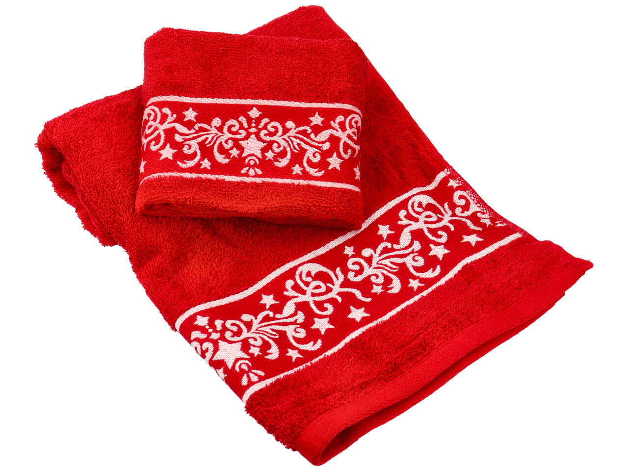 Set asciugamani natalizi 1+1 in spugna jacquard 100% cotone 50x100cm+40x60cm