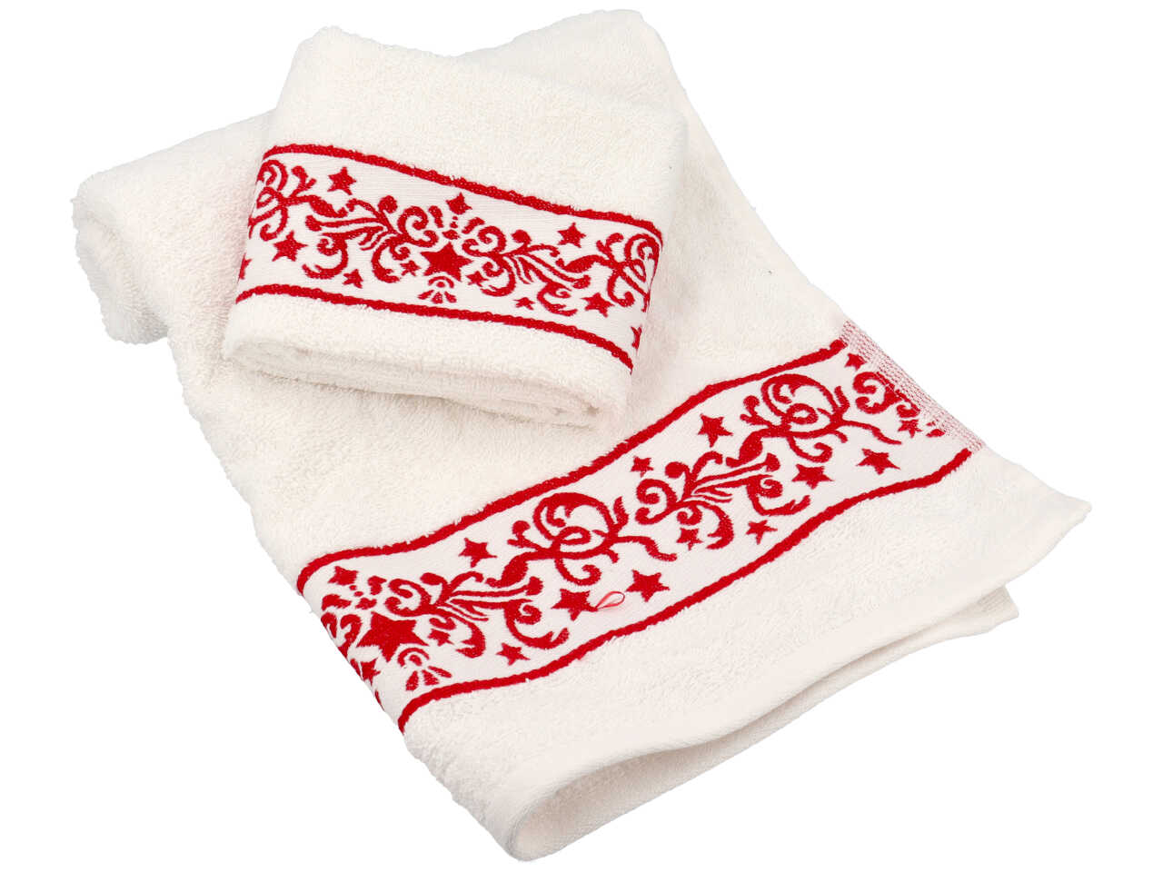 Set asciugamani natalizi 1+1 in spugna jacquard 100% cotone 50x100cm+40x60cm