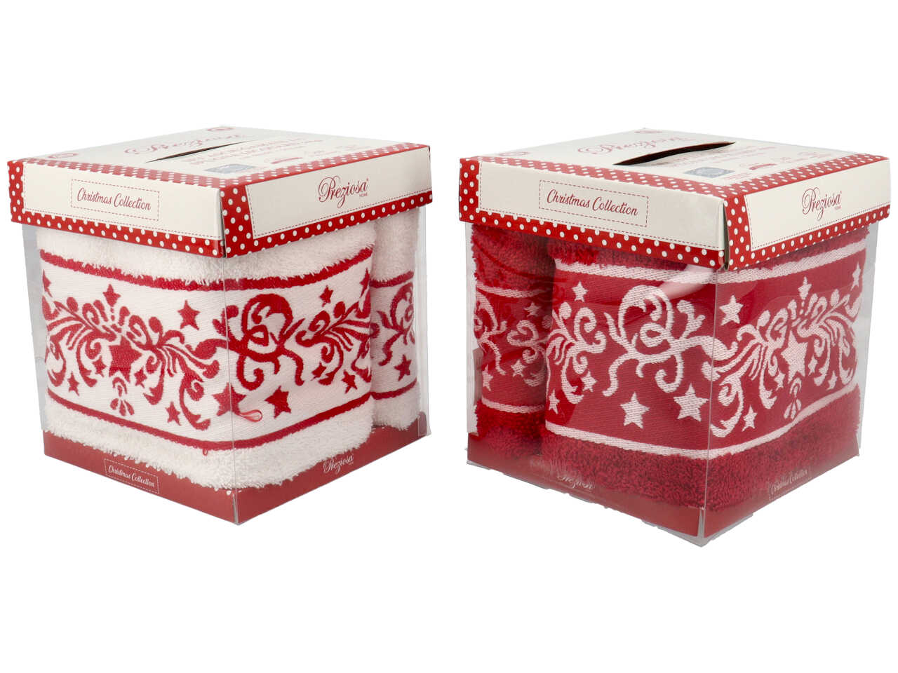Set asciugamani natalizi 1+1 in spugna jacquard 100% cotone 50x100cm+40x60cm