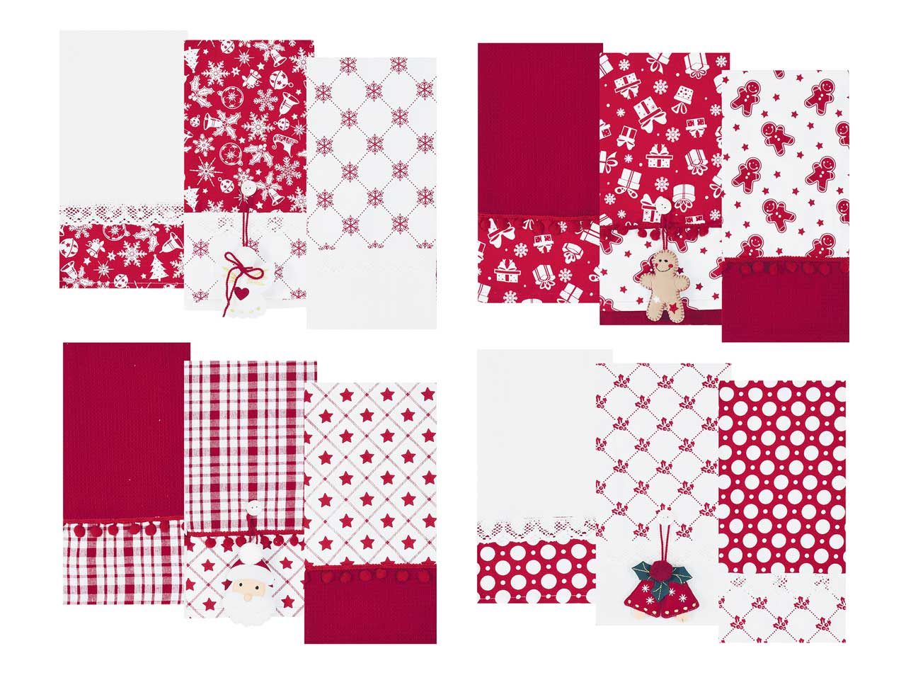 Strofinacci 3 pezzi 50x70cm 100% cotone e pizzo