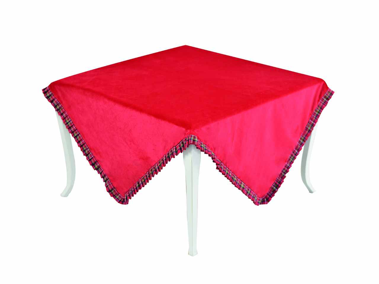 C.tavola velluto rosso 100x100