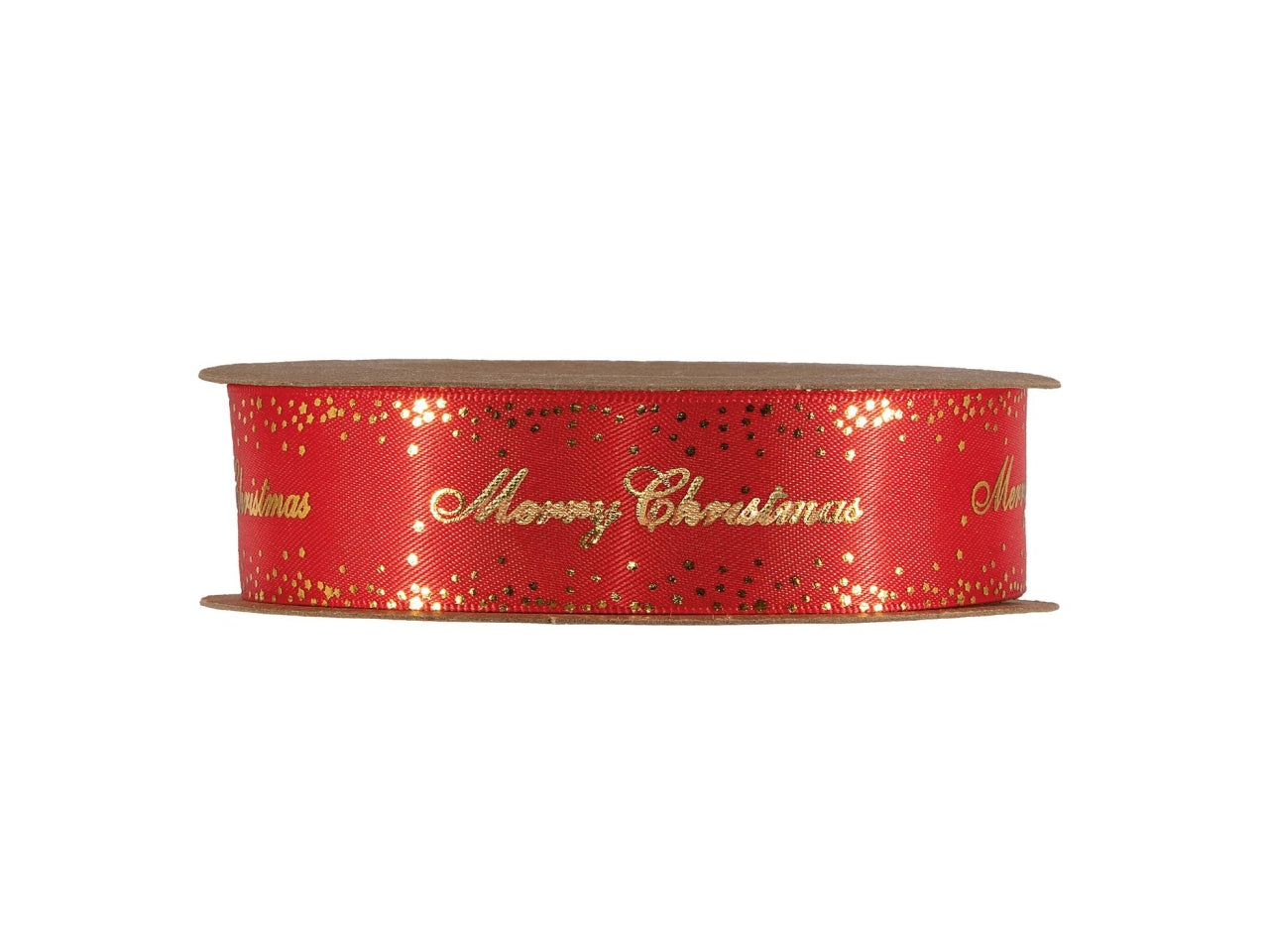 Nastro regalo rosso con scritta e stelle dorate 1,5cm x 20 m - Piovaccari