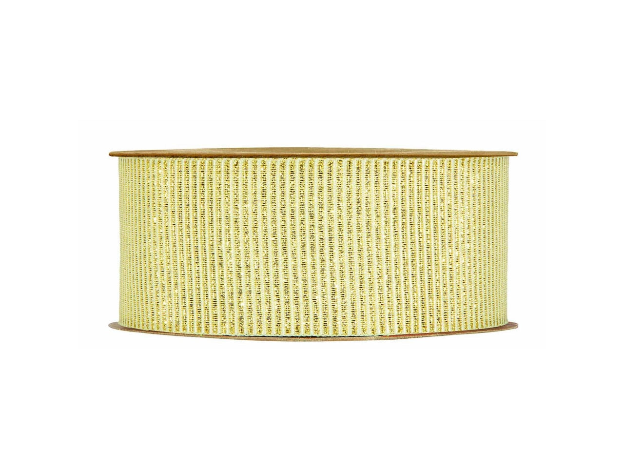 Nastro regalo dorato e beige a strisce in poliestere 4cm x 15m - Piovaccari