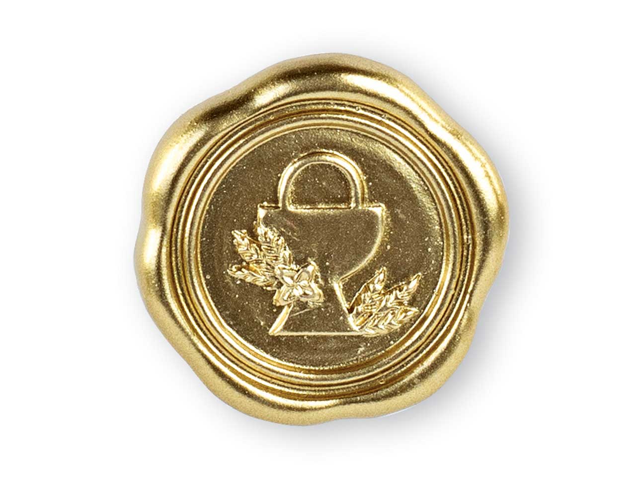 Chiudipacco adesivo ceralacca colore oro con calice