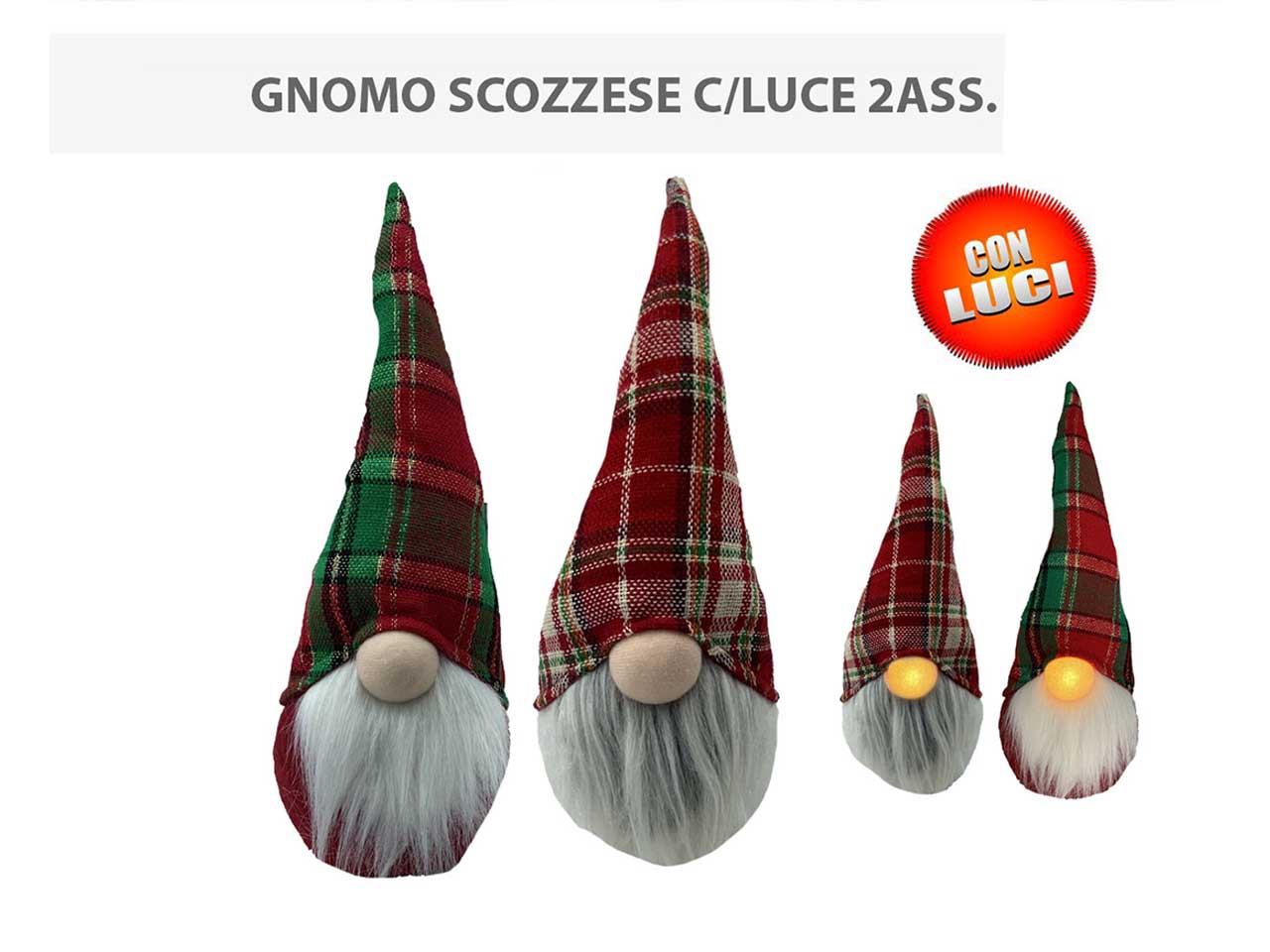 Gnomo scozzese c/luce 11x10x31cm 305181