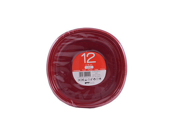 Piatto 18cm 12 pezzi rosso riut.plike180012