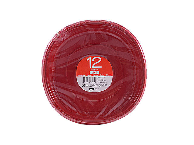 Piatto 22cm 12 pezzi rosso riut.plike220012