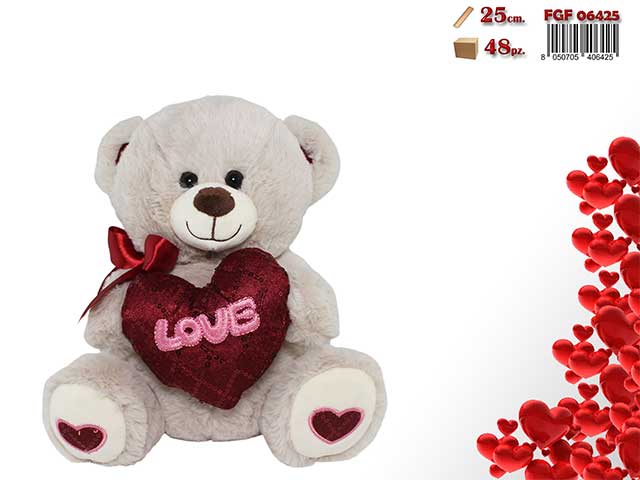 Peluche orso c/fiocco 25cm