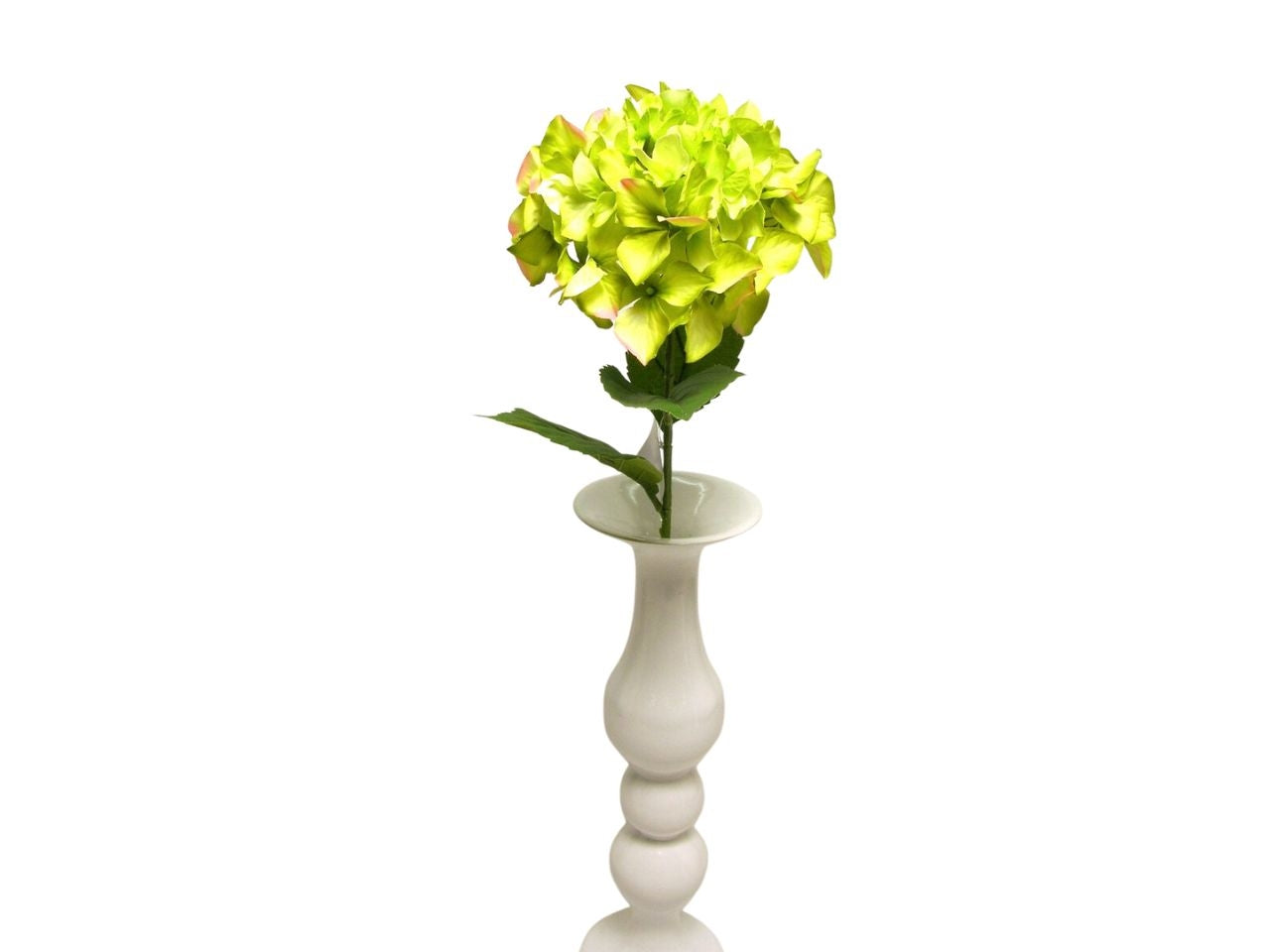 Ortensia singola spruzzata con 3 foglie misura 73cm colore verde