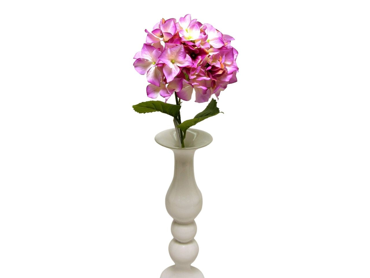 Ortensia singola spruzzata con 3 foglie misura 73cm colore rosa